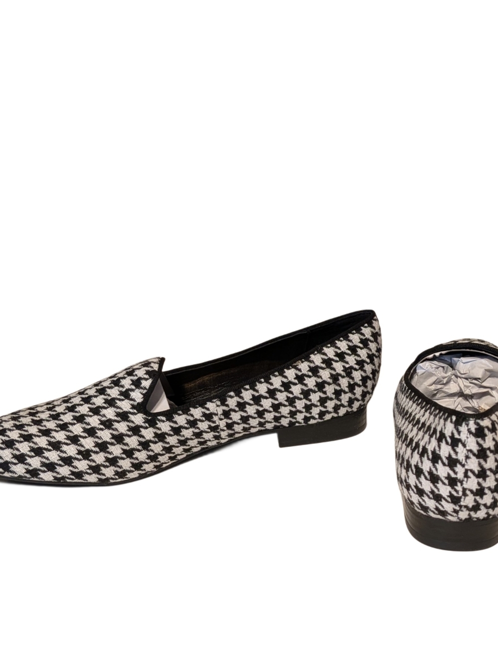 Nine West Renold2 Womens 8M Black White Houndstooth Smoking Loafers Flats - Picture 8 of 9